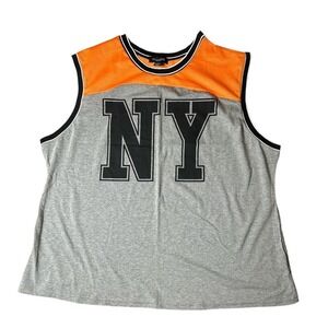 Rouge Collection Men's 4X Tank Top NY Orange Gray Sleeveless Shirt‎